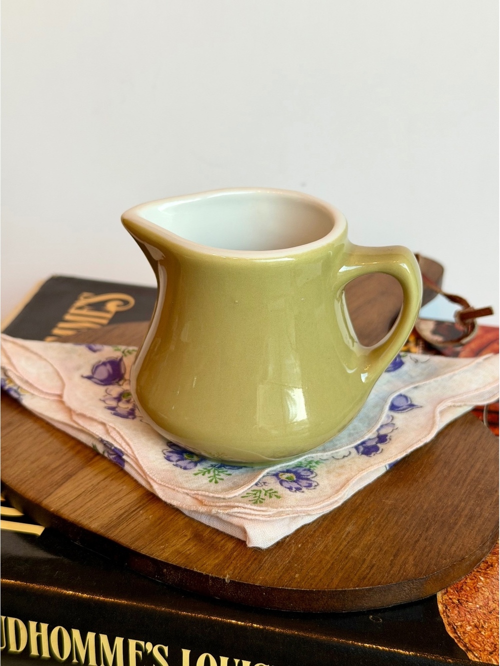 Vintage Homer Laughlin HLC Avocado Green Creamer Restaurant Ware Pitcher
